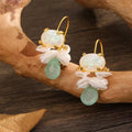 Vintage-Style Blue Stone and Pearl Cluster Earrings