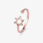Adjustable Hexagonal Zircon Ring, Gold-Tone
