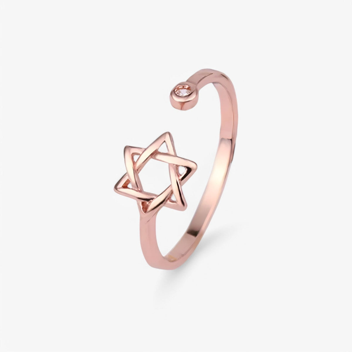 Adjustable Hexagonal Zircon Ring, Gold-Tone