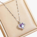 Heart Pendant Necklace with Set Crystal Stones