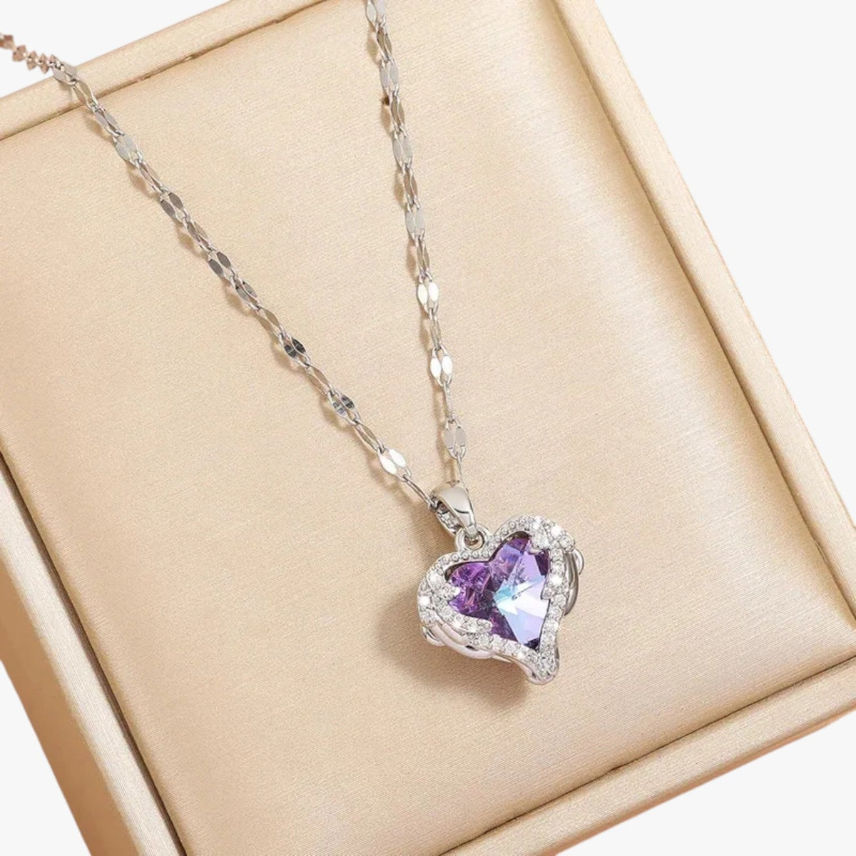 Heart Pendant Necklace with Set Crystal Stones