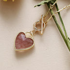 Gold-Plated Chain Necklace with Stone Charm in Many Stones