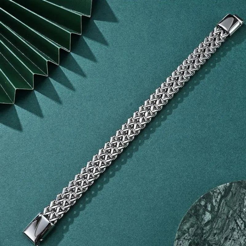 Stainless Steel Bracelet with Hidden Clasp, 19cm