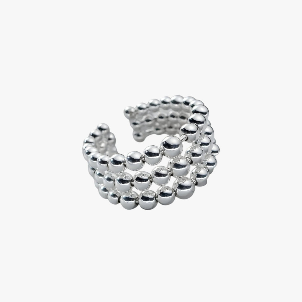 Geometrische ring met drie lagen in zilverkleur