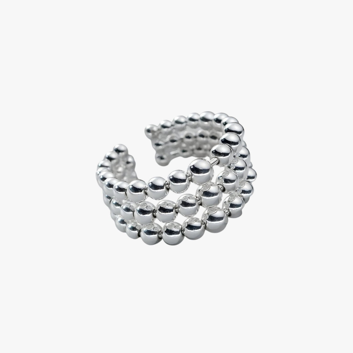Geometrische ring met drie lagen in zilverkleur