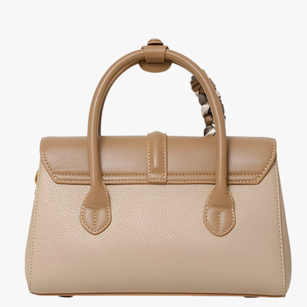 Women's Beige Genuine Buffalo Leather Shoulder Bag