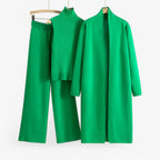 Three-Piece Knit Set with Top, Cardigan and Matching Trousers