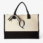 Reusable Canvas Cotton Initial Letter Tote Bag