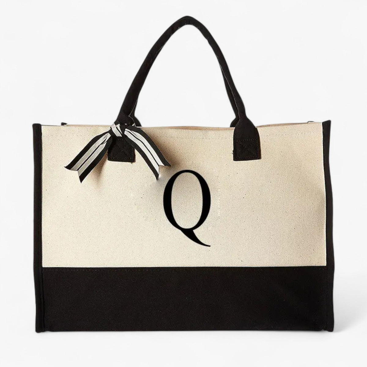 Reusable Canvas Cotton Initial Letter Tote Bag