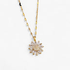Flower Pendant Necklace with Zirconia, 316L Steel