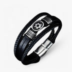 Gelaagde leren armband met magneetsluiting