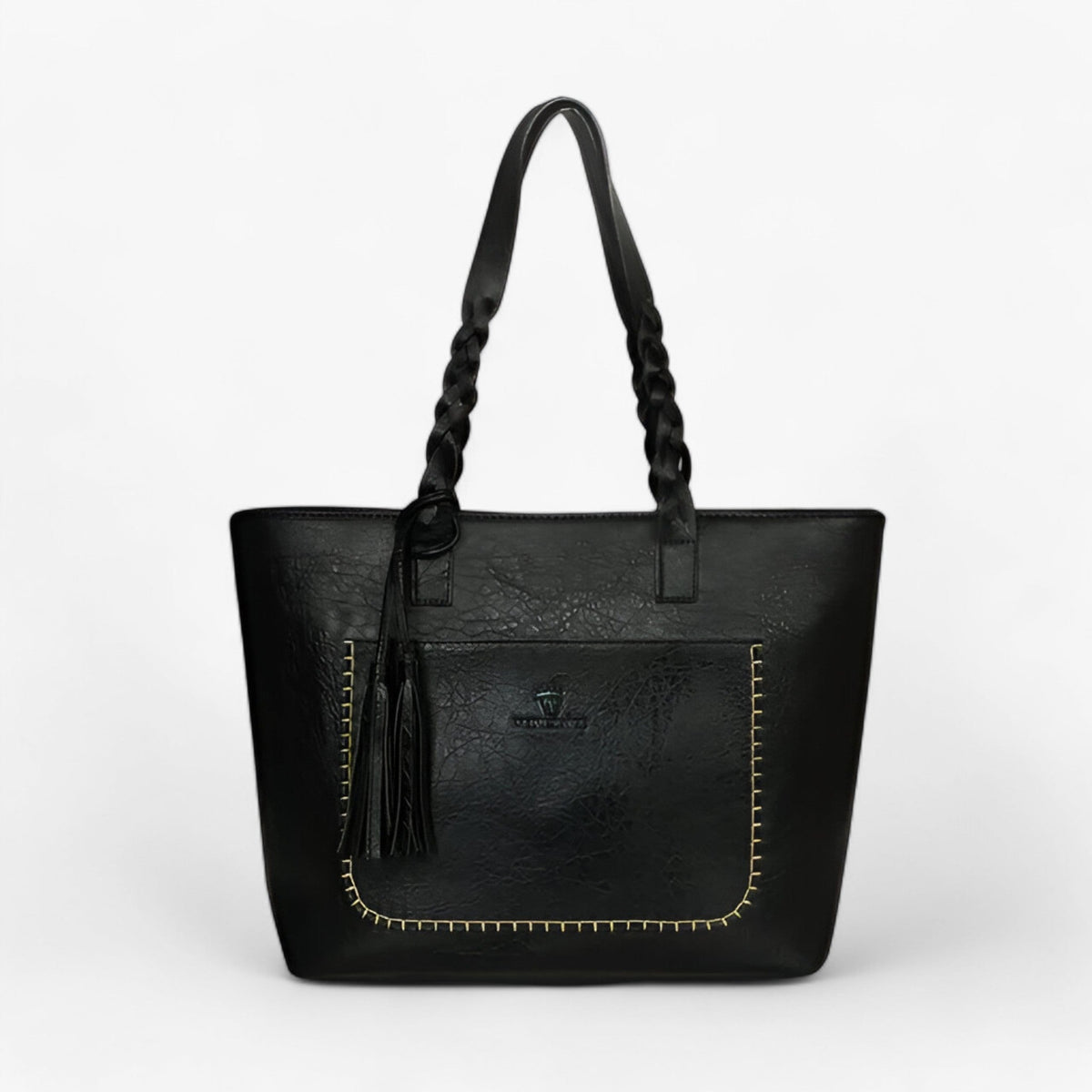 Simple Elegant Leather Handbag with Tassel Detail