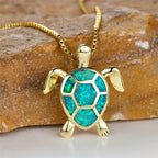 Vintagehalskæde med skildpaddevedhæng med ildopal-look