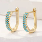 Turquoise Pavé Classic Gold-Tone Huggie Earrings