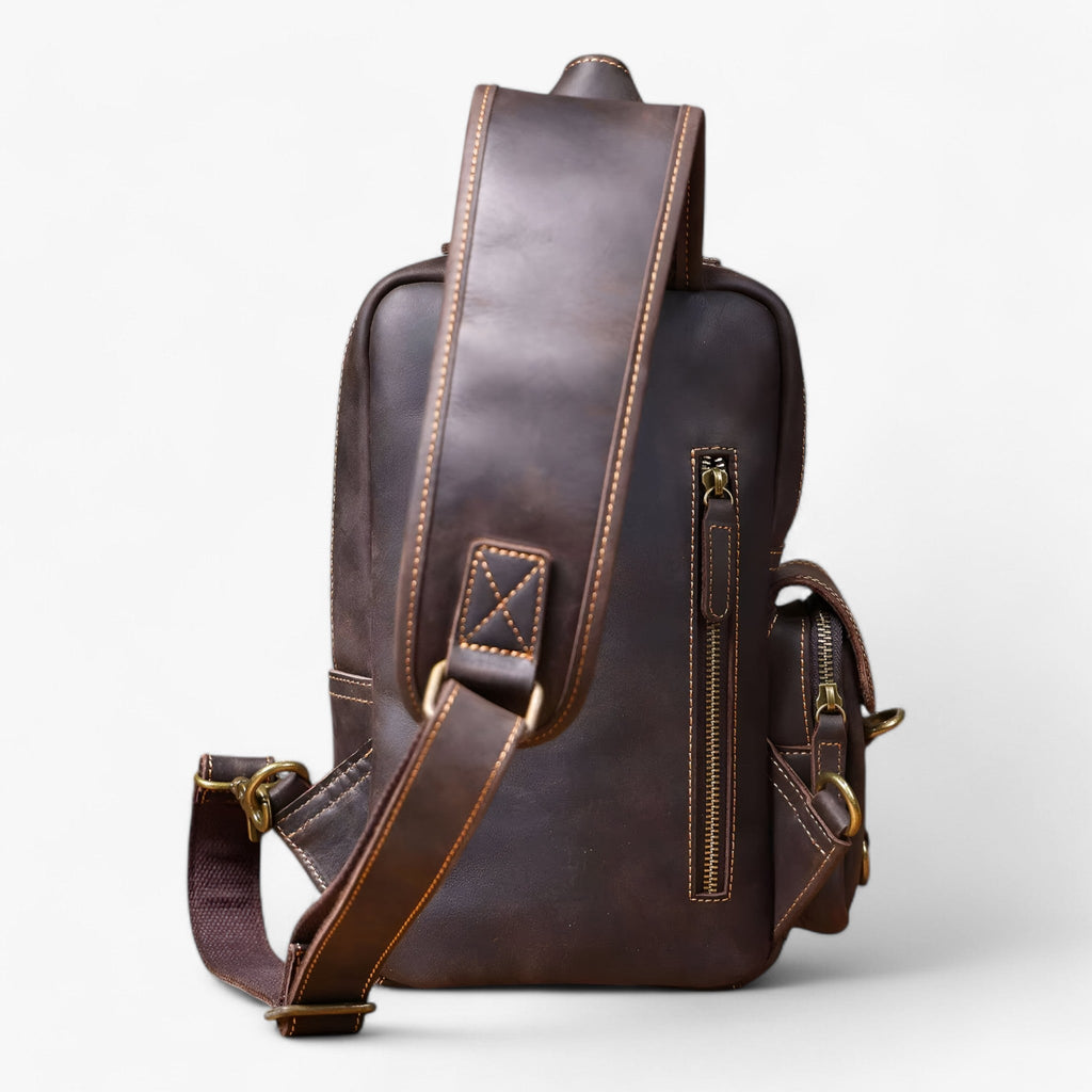 Sleek Full-Grain Leather Vintage-Style Everyday Bag