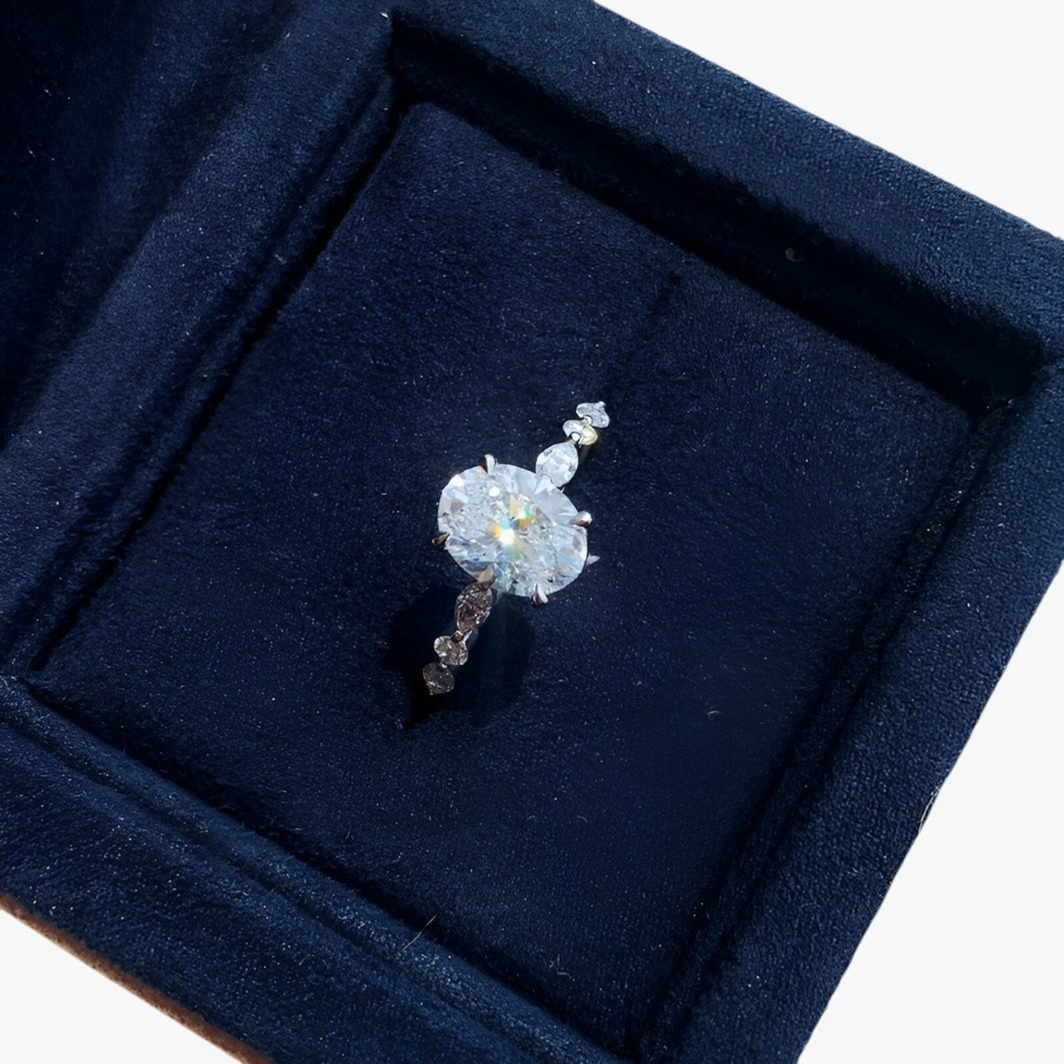 Silver-Tone Ring with Set Zircon Stones