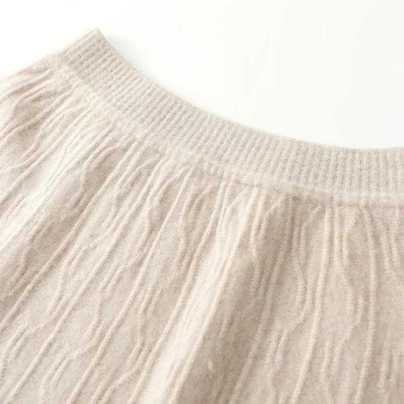Textured Cable-Knit A-Line Maxi Skirt