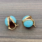Vintage-Style Geometric Turquoise Stud Earrings