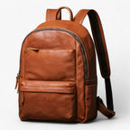 Vintage-Inspired Leather Travel Backpack for Work and School