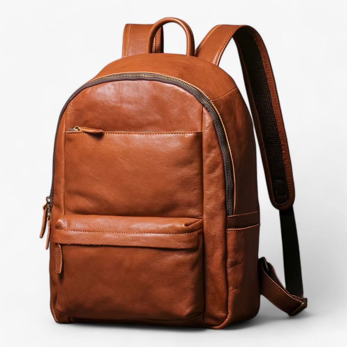 Vintage-Inspired Leather Travel Backpack for Work and School