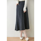 Textured Cable-Knit A-Line Maxi Skirt