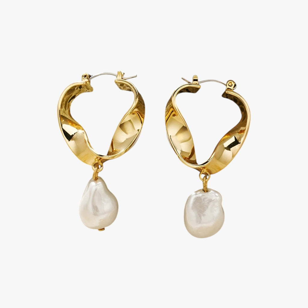 Hollow Round Torque Earrings, 18K Gold-Plated