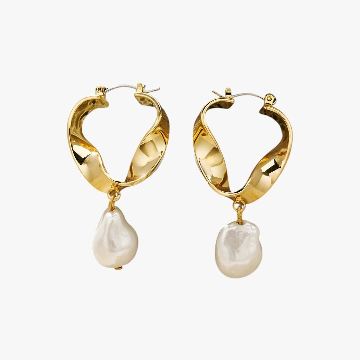 Hollow Round Torque Earrings, 18K Gold-Plated