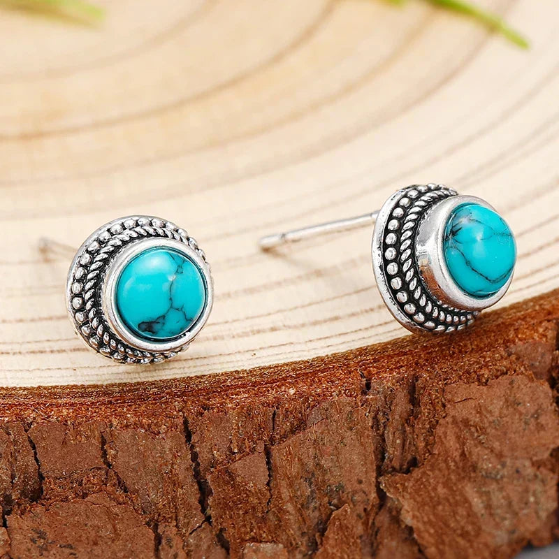 Vintage Bohemian Faux Turquoise Stud Earrings