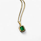 Vergulde ketting met groene zirkoon