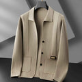 Tailored Knit Jacket with Turn-Down Collar and Neat Shoulders