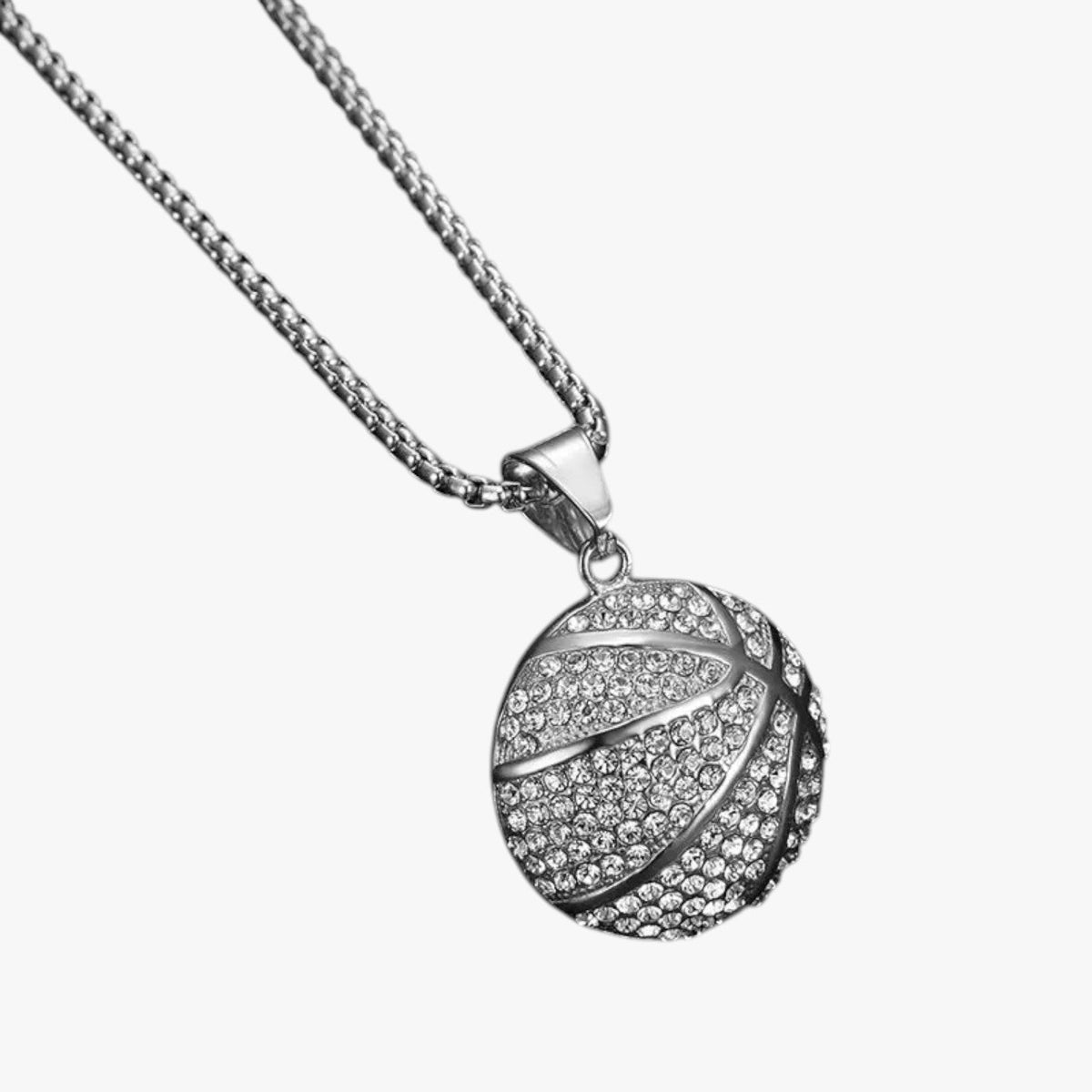 Basketball Pendant Necklace with Rhinestone Setting