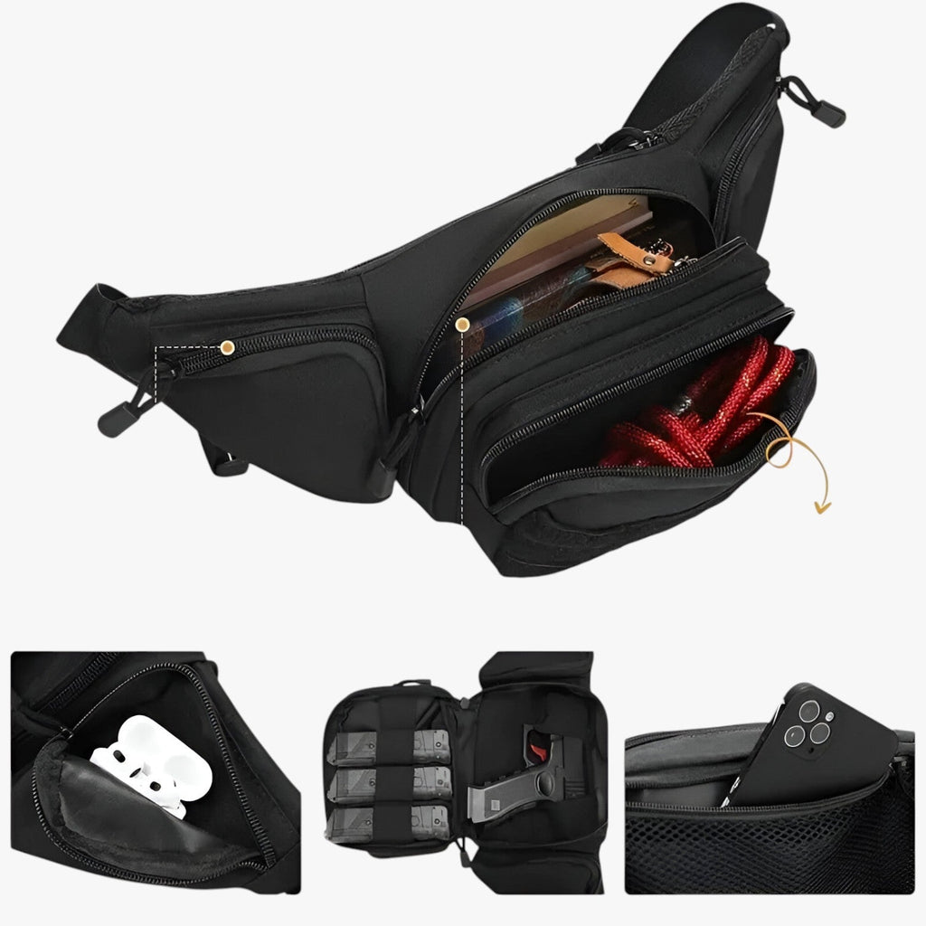 Stevige nylon tactische outdoor-heuptas met veel vakken