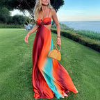 Ombre Cut-Out Strappy Floor-Length Maxi Dress