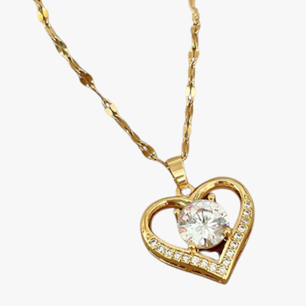 Crystal Heart and Lip Pendant Necklace