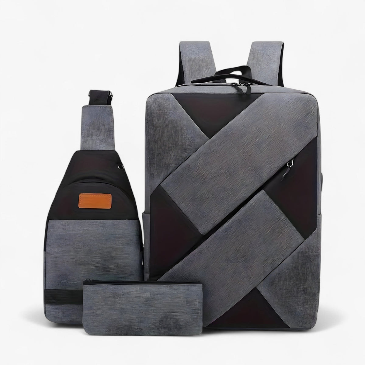 Three-Piece Backpack Set with Matching Clutch and Pencil Case