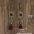Art Deco Garnet-Look and Pearl Drop Earrings