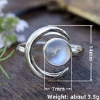 Crescent Moon Silver-Tone Moonstone Ring