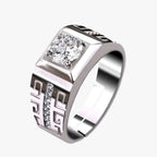 Zilverkleurige statement ring met grote kristallen