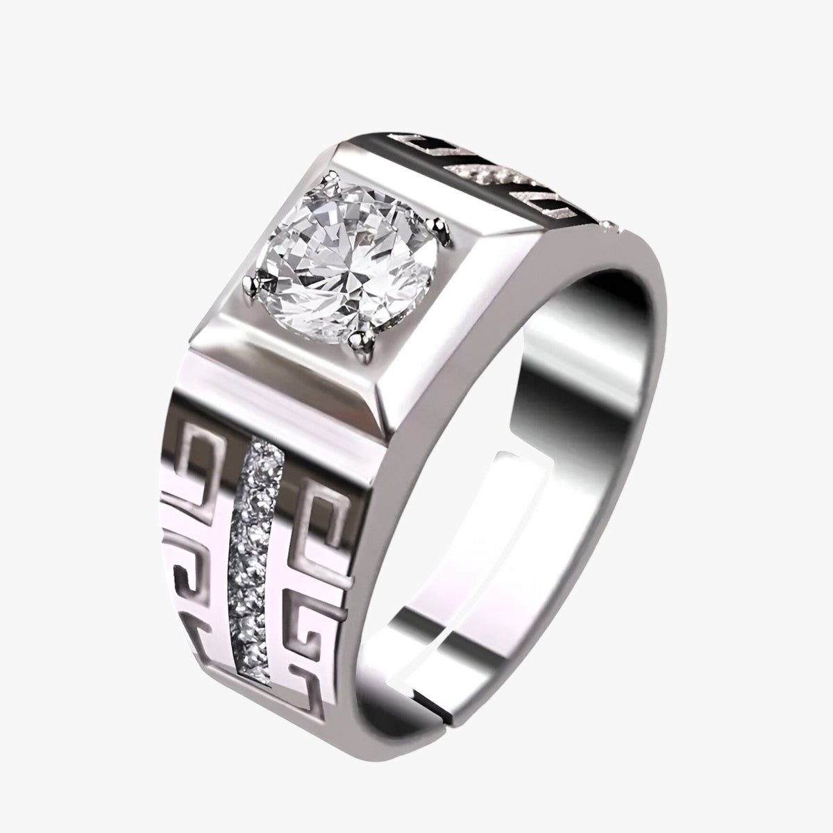 Zilverkleurige statement ring met grote kristallen