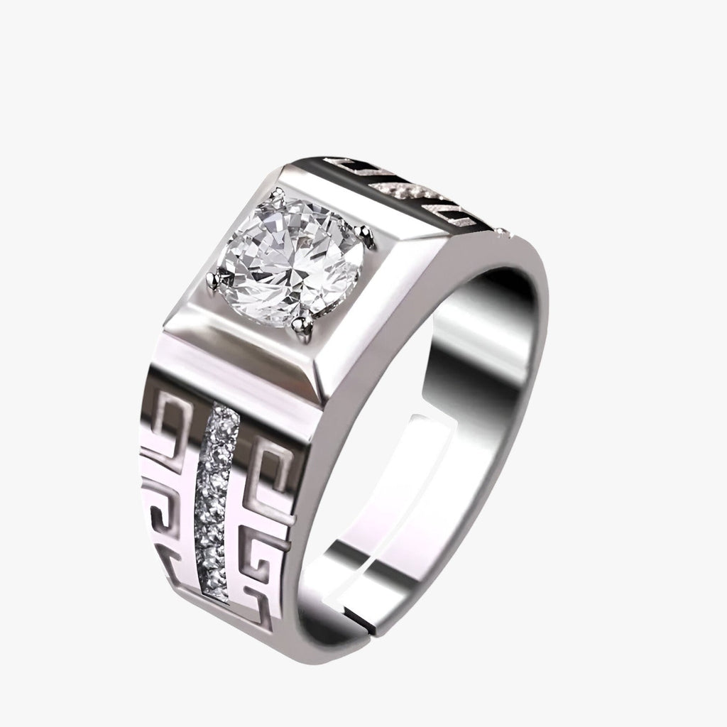 Zilverkleurige statement ring met grote kristallen
