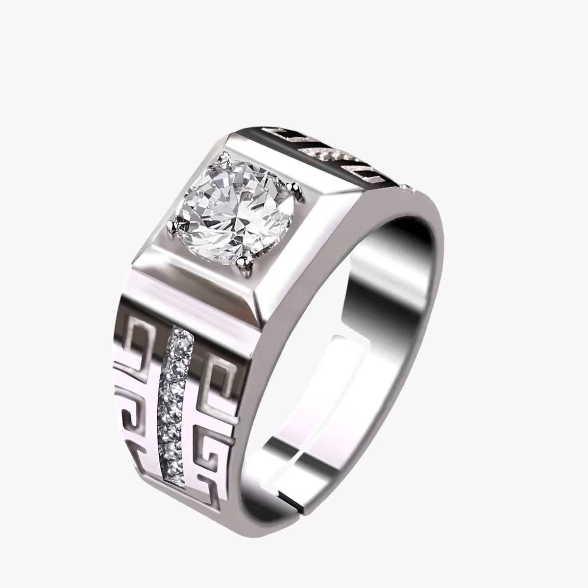 Zilverkleurige statement ring met grote kristallen