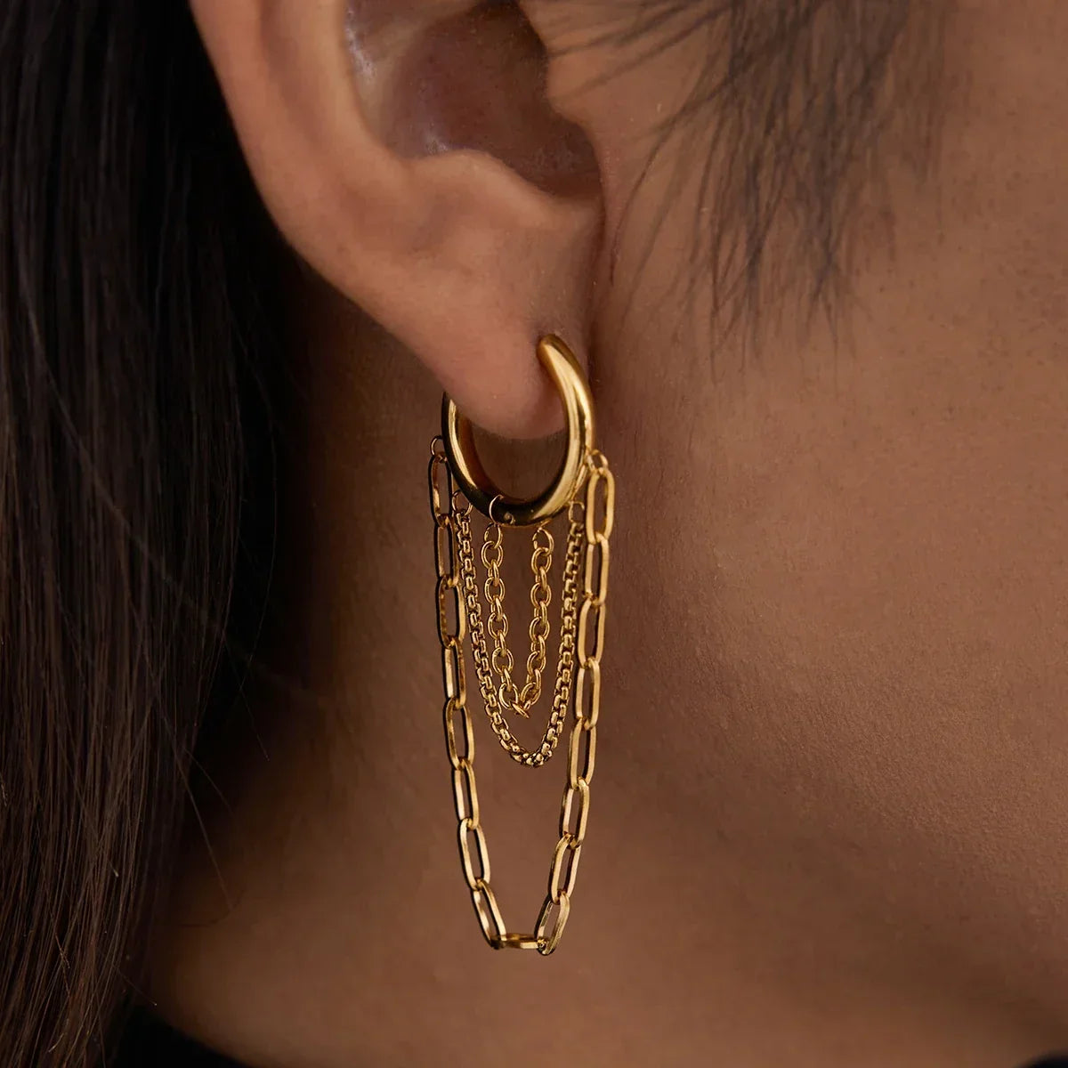 Gelaagde oorringen met ketting