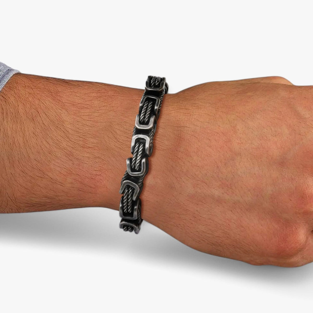 Byzantijnse schakelarmband van roestvrij staal, 19 cm
