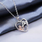 Heart Zircon Girl and Horse Necklace
