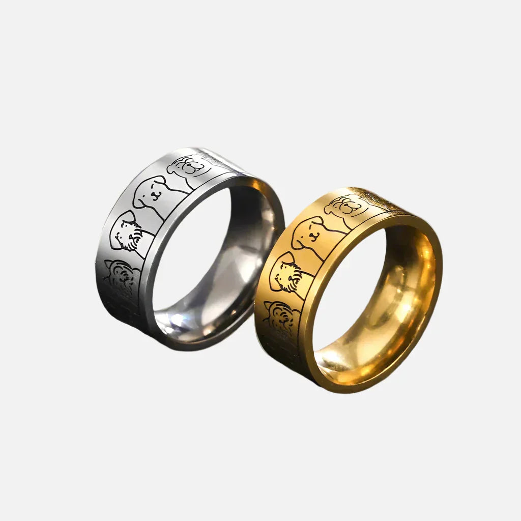 Wide Stainless Steel Engraved Dog Ring