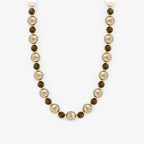 Tiger's Eye and Champagne Pearl Necklace, Gold-Tone