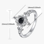 Silver-Plated Ring with Black Stone and Knot Symbol