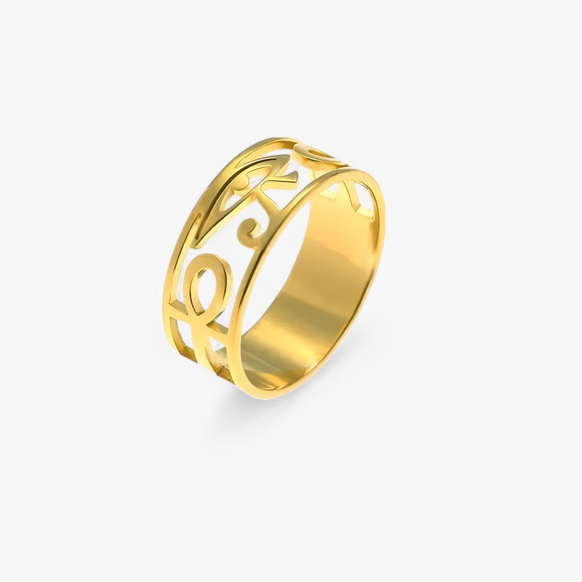 Ankh Cross Ring in Gold-Tone Stainless Steel