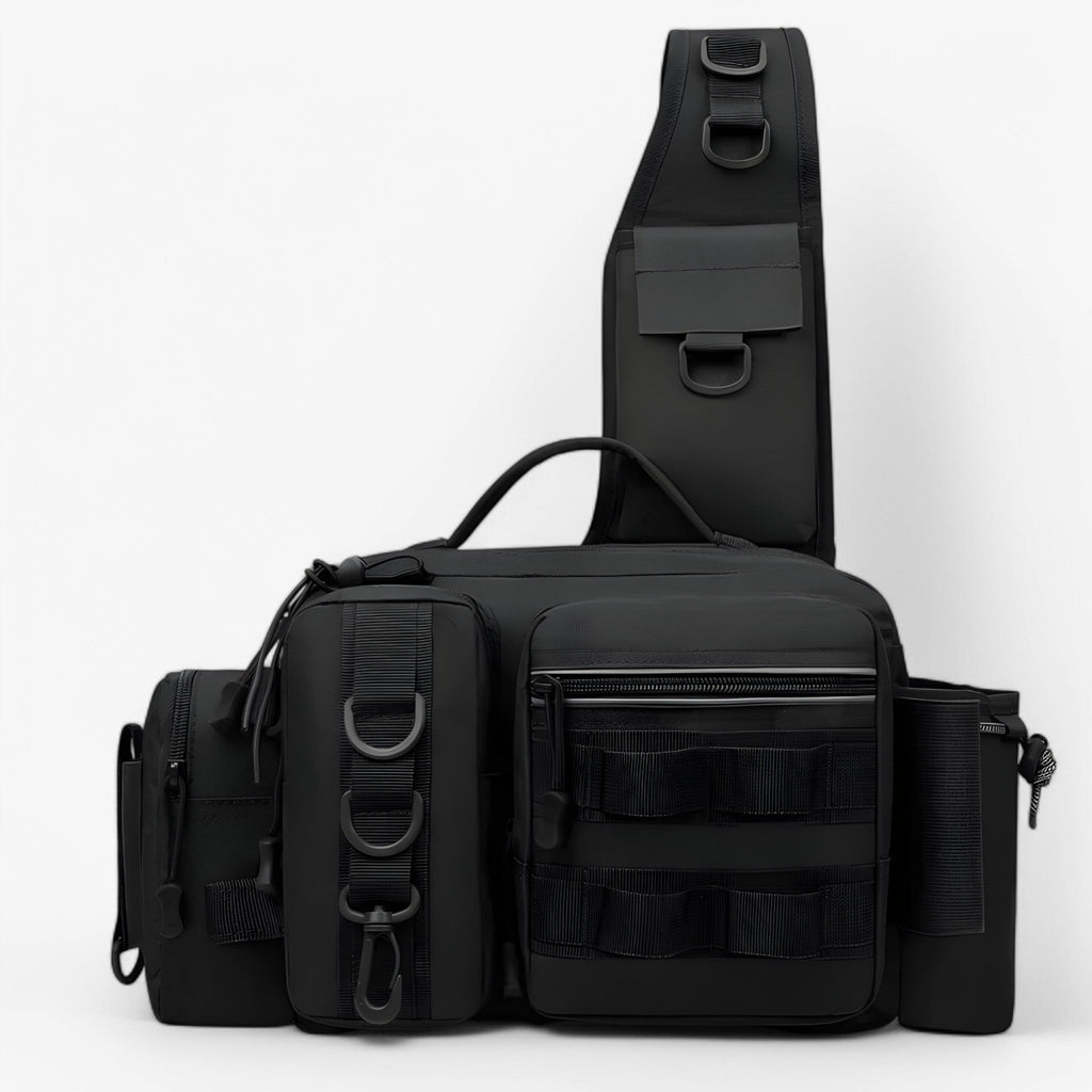Two-Compartment Nylon Fishing Backpack with Rod Holder