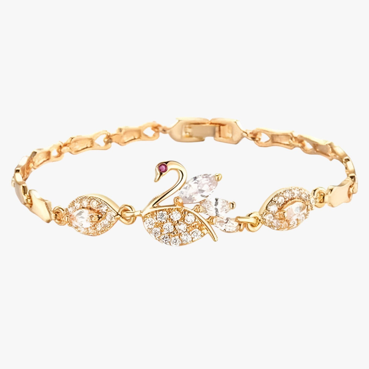 Goudkleurige armband met zwaandetail in zirkoon